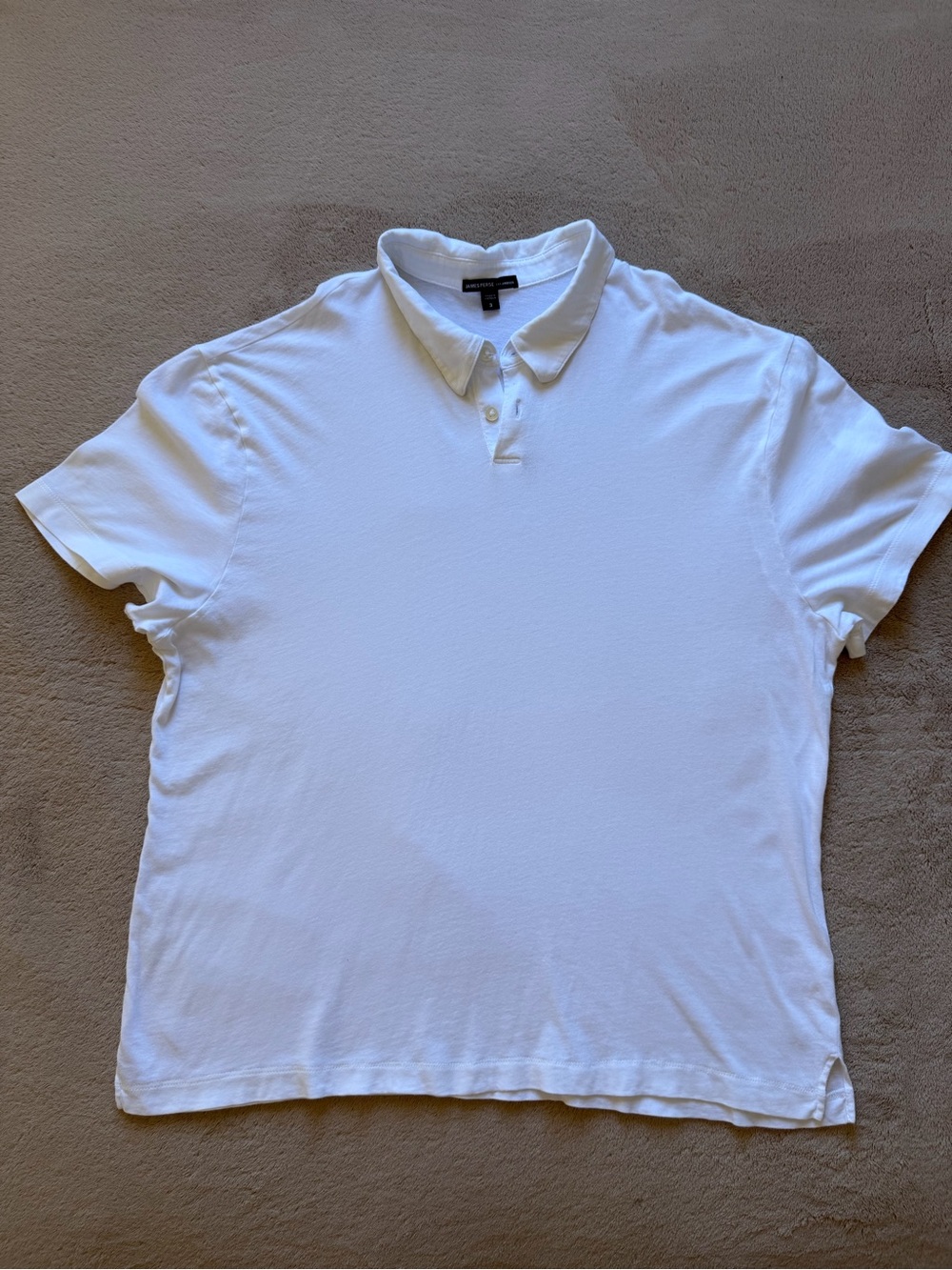 James Perse Men’s White Polo Shirt Size 3 Large Slim Fit